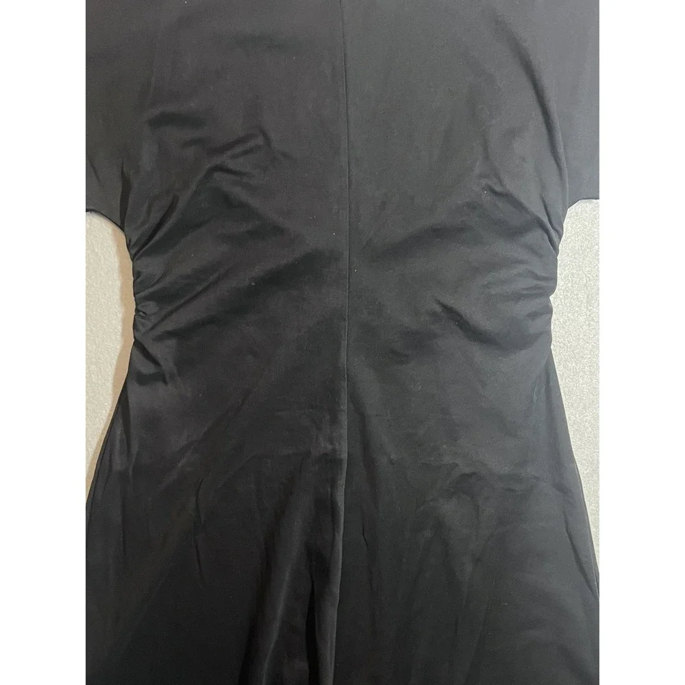 Banana Republic Women's Black Ruched Sheath Dress Size Large Short‎ Sleeve Midi - Picture 5 of 12